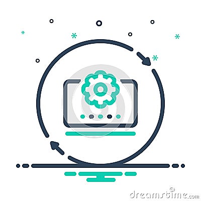 Mix icon for Configurations, laptop and application Stock Photo