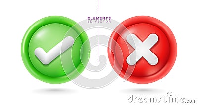 Confirm and Decline buttons Vector Illustration