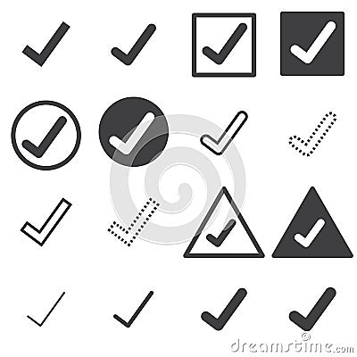 Confirm icons set on white background. Vector Illustration