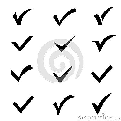 Confirm tick mark vector icons set Vector Illustration