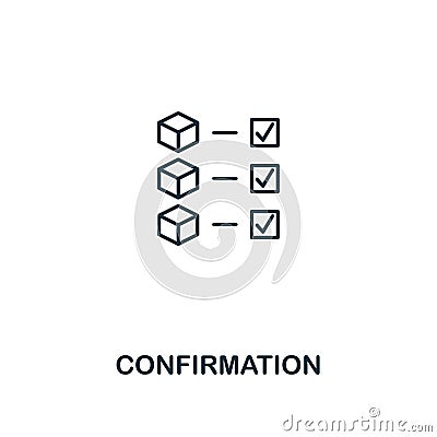 Confirmation outline icon. Thin line style design from blockchain icons collection. Creative confirmation icon for web Vector Illustration