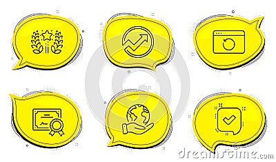 Confirmed, Audit and Recovery internet icons set. Ranking sign. Accepted message, Arrow graph, Backup info. Vector Vector Illustration