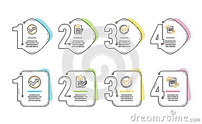 Confirmed, Audit and Rfp icons set. Marketing sign. Accepted message, Arrow graph, Request for proposal. Vector Vector Illustration