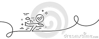 Confirmed flight line icon. Approved charter sign. Continuous line with curl. Vector Vector Illustration