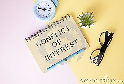 Conflict of interest memo written Stock Photo