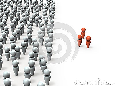 Conflict between majority and minority. White background. Stock Photo