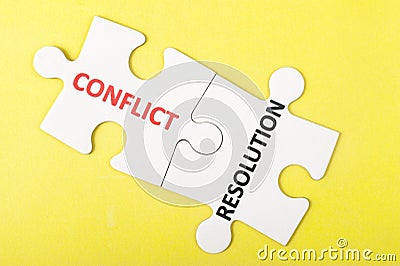 Conflict and resolution words Stock Photo