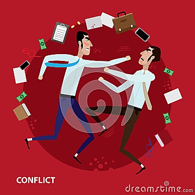 Conflict of two businessmen Vector Illustration