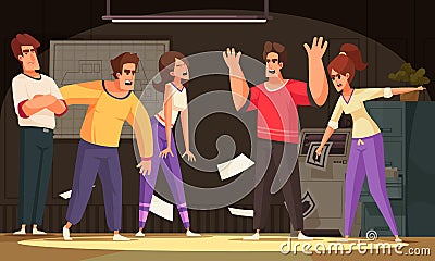 Conflicting People Group Composition Vector Illustration