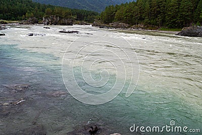 Confluence of the Katun and Chemal rivers. Stock Photo