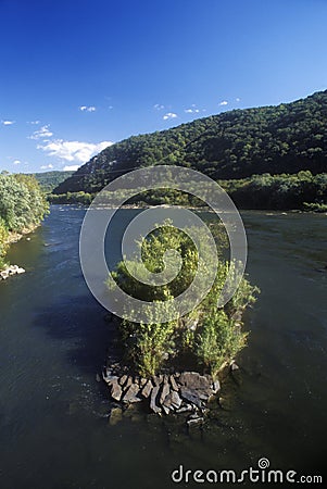 Confluence of Shenandoah and Potomac River at Harpers Ferry, WV Stock Photo