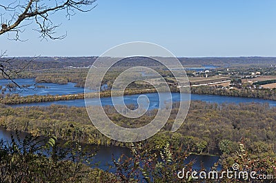 Confluence of Rivers at Wyalusing State Park Stock Photo