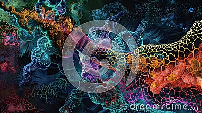 Confocal microscopy image showing the dynamic movement of transcription factor proteins during different stages of Stock Photo