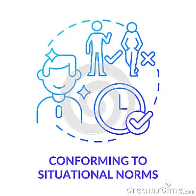 Conforming to situational norms blue gradient concept icon Vector Illustration