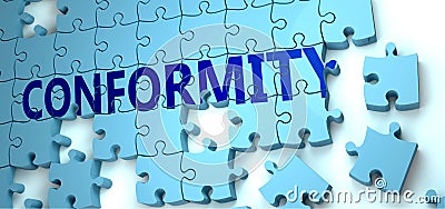 Conformity puzzle - complexity, difficulty, problems and challenges of a complicated concept idea pictured as a jigsaw puzzle Cartoon Illustration