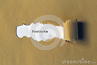 Footnote on white paper Stock Photo