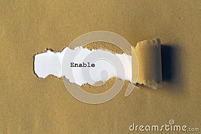 Enable on white paper Stock Photo