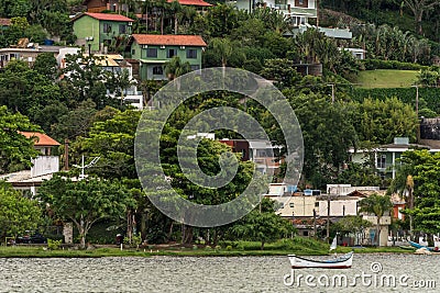 Confort houses at the hill side near the Conceicao Lagoon, in Florianopolis, Brazil Editorial Stock Photo