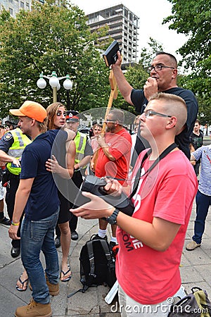 Confrontation at Gay Pride Parade in Ottawa Editorial Stock Photo