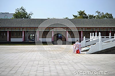 Confucius Temple, Typical Traditional Chinese Architecture and Chinese garments, Located in Kaohsiung Taiwan Editorial Stock Photo