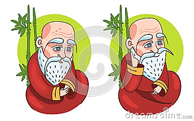 Confucius two stickers. Vector illustration Vector Illustration