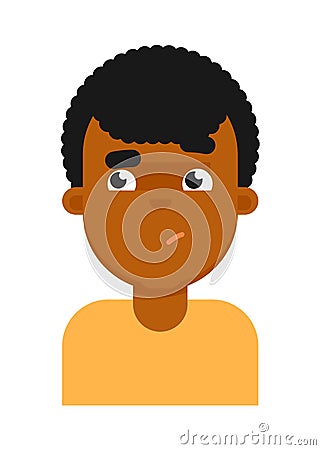 Confuse facial expression of black boy avatar Vector Illustration