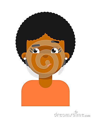 Confuse facial expression of black girl avatar Vector Illustration