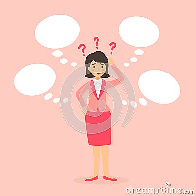 Confuse Woman Cartoon Vector Vector Illustration