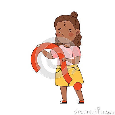 Confused African American Girl Pondering Question Thinking and Wondering Vector Illustration Vector Illustration