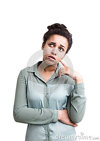 Confused african american woman Stock Photo