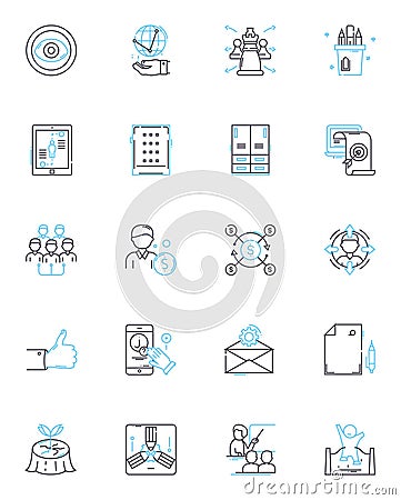 Confused bewildered linear icons set. Lost, Clueless, Disoriented, Perplexed, Baffled, Mystified, Flummoxed line vector Vector Illustration