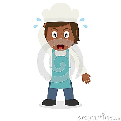 Confused Black Female Chef Character Vector Illustration