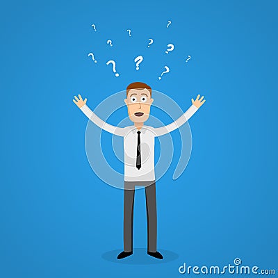 Confused business man in panic. Vector Illustration