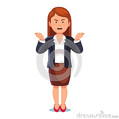 Confused business woman or boss expressing anger Vector Illustration