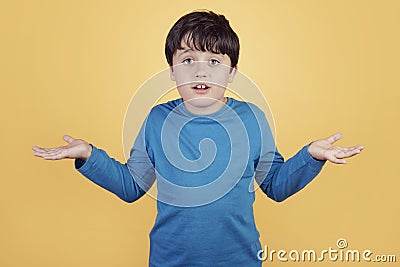 Confused child asking about Stock Photo