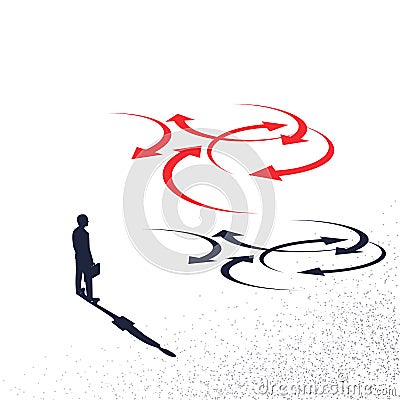 Confused direction black silhouette. Confusion concept Vector Illustration