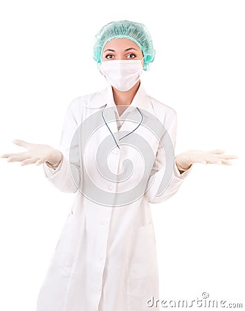 Confused doctor in protective uniform Stock Photo