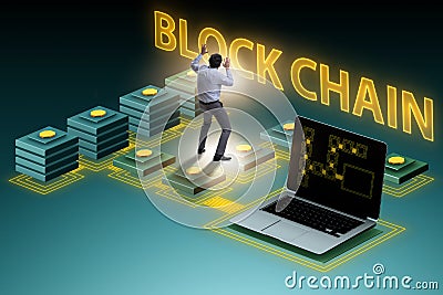 The confused employee about blockchain concept Stock Photo