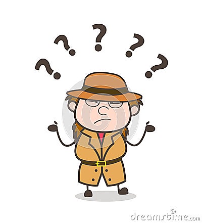 Confused Expression - Female Explorer Scientist Cartoon Vector Stock Photo