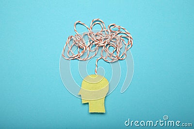 Confused memory, remember mind. Puzzled chaos. Person amnesia Stock Photo