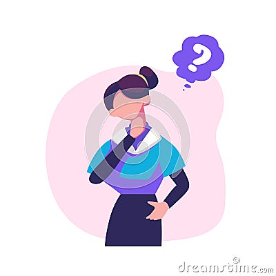 Confused men and women in doubts and thought flat style illustration dsign Vector Illustration