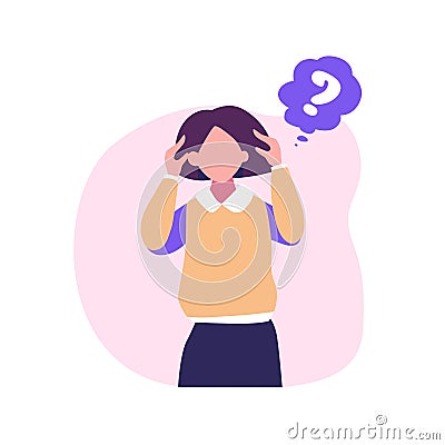 Confused men and women in doubts and thought flat style illustration dsign Vector Illustration