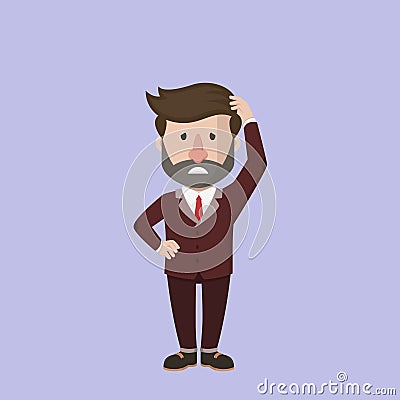 Confused Mind Businessman Color Illustration Vector Illustration