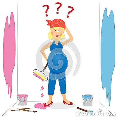 Confused pregnant woman Vector Illustration