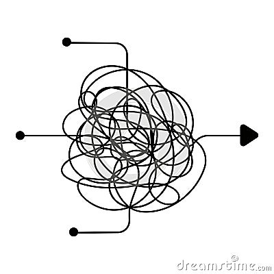 Confused process, chaos line symbol. Finding a way out, teamwork or brainstorming vector concept Vector Illustration