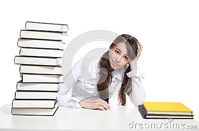 Confused student girl Stock Photo