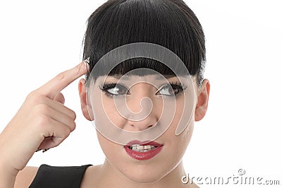 Confused Thoughtful Puzzled Woman Stock Photo