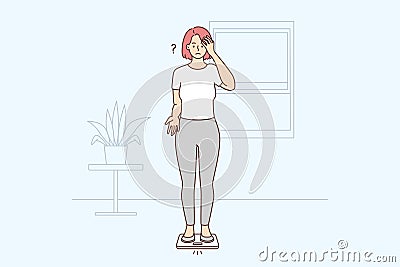 Confused woman frustrated with weight Vector Illustration