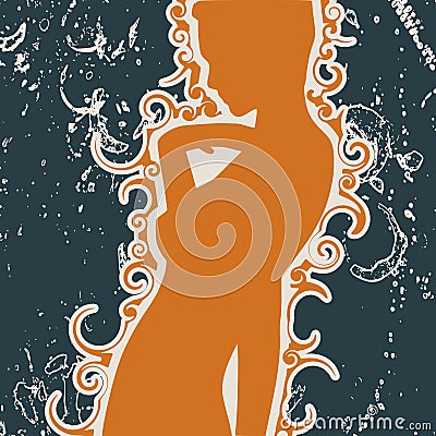 Confused woman silhouette Vector Illustration