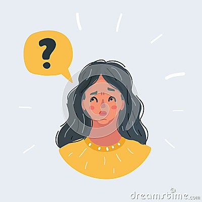 Confused woman.Thinking girl Stock Photo